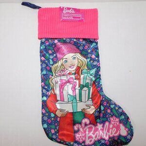 Barbie Holiday Christmas Stocking 2024 Mattel - NEW Blue Pink Satin Corduroy